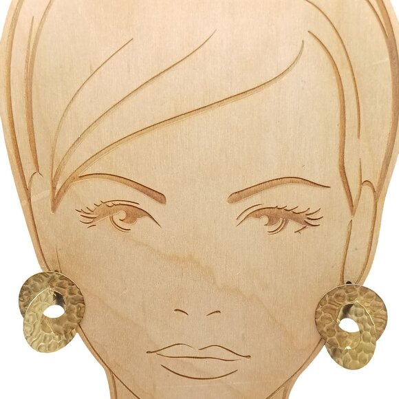 Vintage Hammered Interlocking Rings Earrings Dimensional Gold Tone Brutalist - Picture 1 of 4